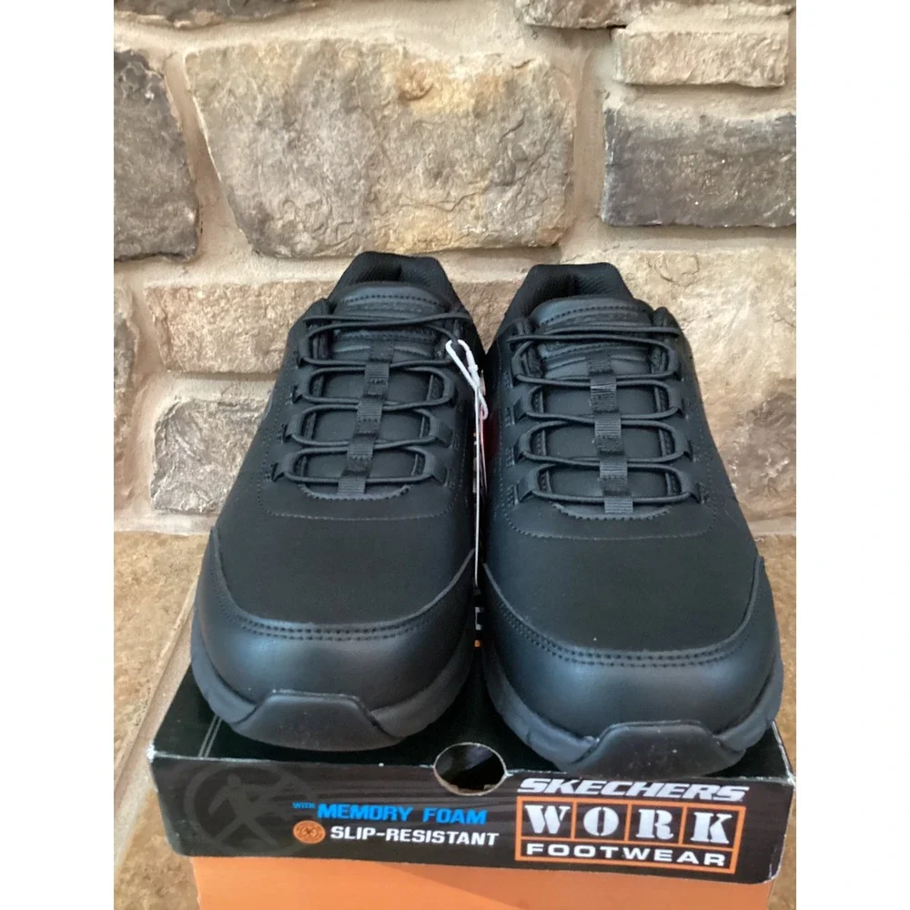 Skechers Work Nampa Osil Mens Size 10.5 WIDE Black Slip Resistant New